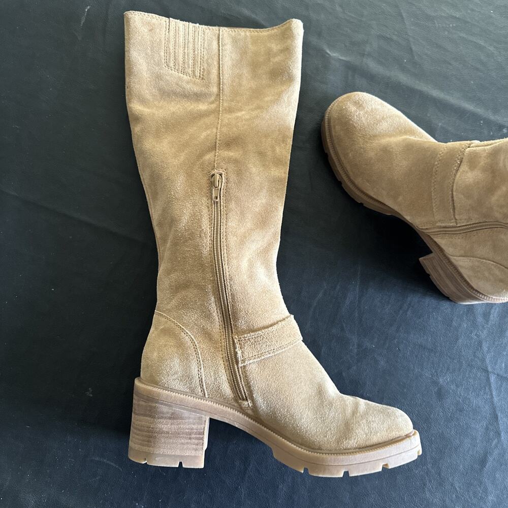 BOOTS Lucky Brand LK-scoty SUEDE Leather KNEE HIGH Womens Size 9 M Tan - Picture 8 of 14